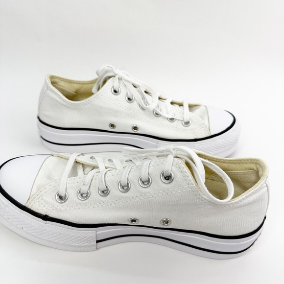 Converse Chuck Taylor All Star Platform White Canvas Low Top Sneakers W US 7.5 - Picture 7 of 9